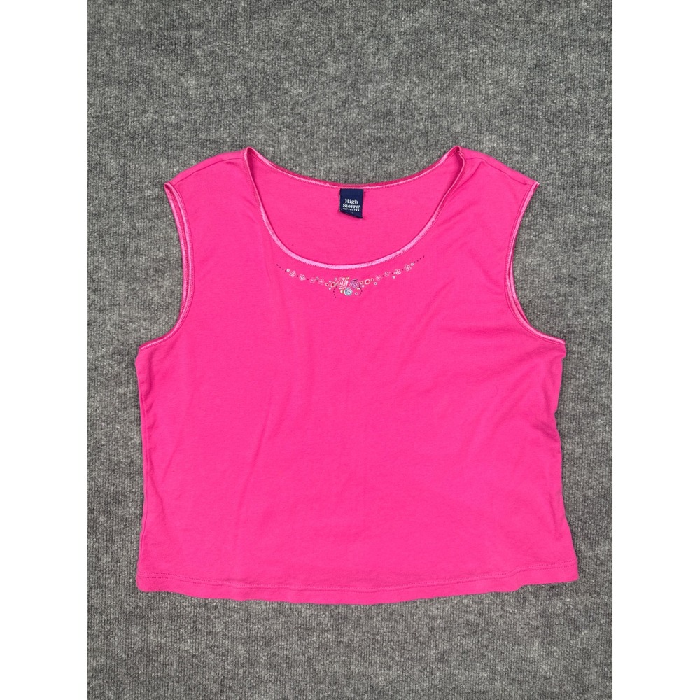 High Sierra Intimates Women's XXL Pink Floral Embroidered Tank Top Y2K Sleepwear